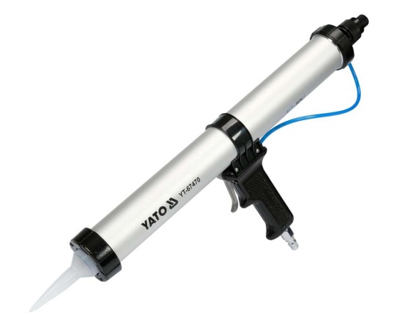 Фото 2 - Пістолет пневматичний для нанесення герметиків YATO трубовидний, V= 600 мл, L= 380 мм з алюмінію