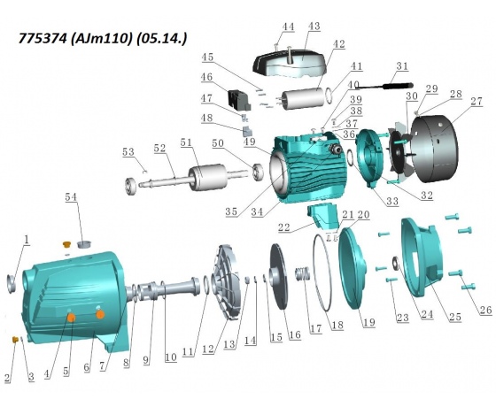 Фото 3 - Насос центробежный самовсасывающий 1.1кВт Hmax 55м Qmax 100л/мин LEO 3.0 AJm110 (775374)