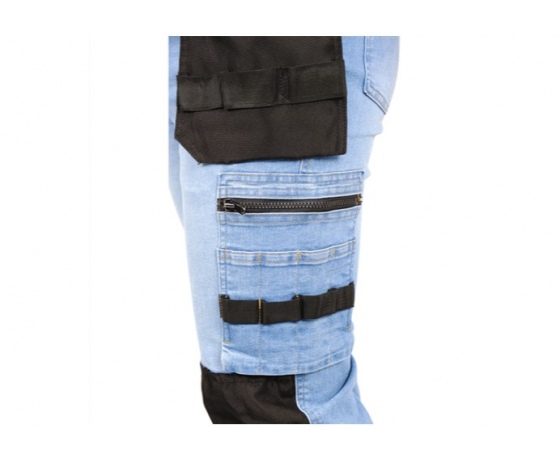 Фото 12 - Штани робочі джинс стрейч YATO розмір S/ 74-82 см, ріст- 164-172 см, голубі, 17 кишень, 71% бав, 25