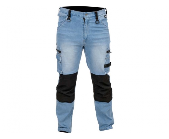 Фото 4 - Штани робочі джинс стрейч YATO розмір S/ 74-82 см, ріст- 164-172 см, голубі, 17 кишень, 71% бав, 25