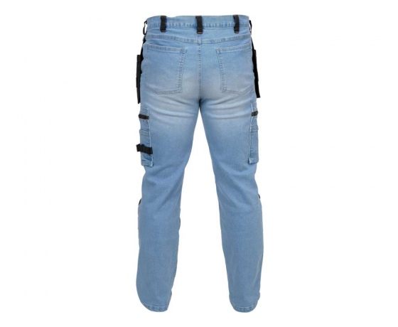 Фото 8 - Штани робочі джинс стрейч YATO розмір S/ 74-82 см, ріст- 164-172 см, голубі, 17 кишень, 71% бав, 25