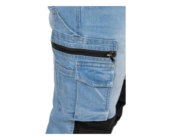 Фото 11 - Штани робочі джинс стрейч YATO розмір S/ 74-82 см, ріст- 164-172 см, голубі, 17 кишень, 71% бав, 25