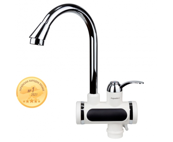 Фото 2 - Кран-водонагреватель проточный JZ 3.0кВт 0.4-5бар для кухни гусак ухо на гайке AQUATICA (JZ-6B141W)