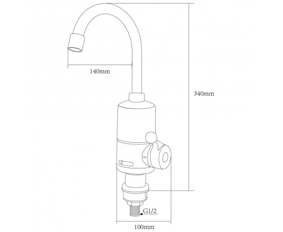 Фото 4 - Кран-водонагреватель проточный NZ 3.0кВт 0.4-5бар для кухни гусак ухо на гайке с дисплеем AQUATICA (NZ-6B142W)