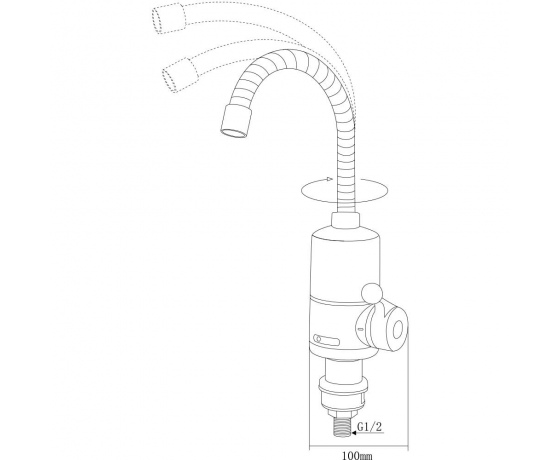 Фото 4 - Кран-водонагреватель проточный NZ 3.0кВт 0.4-5бар для кухни гусак гофрированный на гайке AQUATICA (NZ-6B312W)