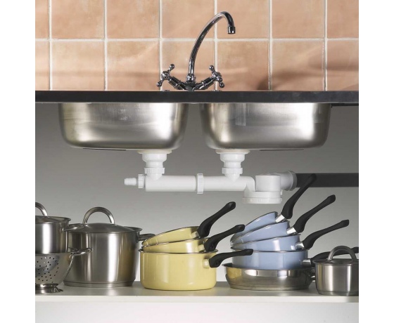 Фото 3 - Сифон для двойной кухонной мойки Espace полный комплект 1½