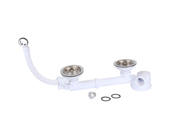 Фото 8 - Сифон для двойной кухонной мойки Espace полный комплект 1½