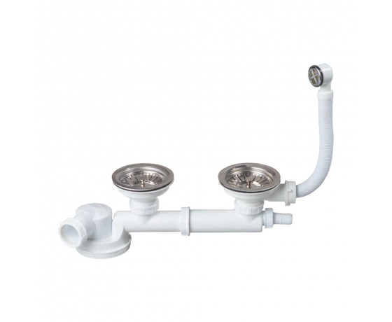 Фото 2 - Сифон для двойной кухонной мойки Espace полный комплект 1½