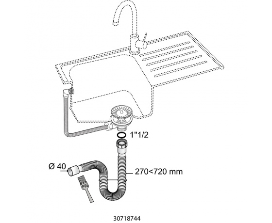 Фото 3 - Соединение гибкое для кухонной мойки 1½