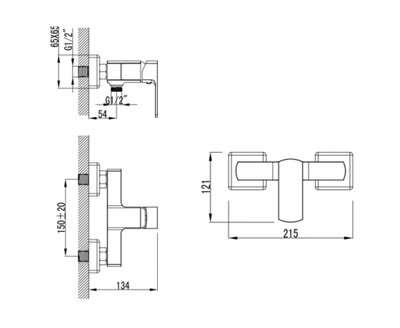 Фото 4 - Смеситель COMO Ø35 для душа CORSO 9611300 (BF-1D129C)