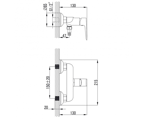 Фото 4 - Смеситель LUGANO Ø25 для душа CORSO 9620300 (CH-1D147C)