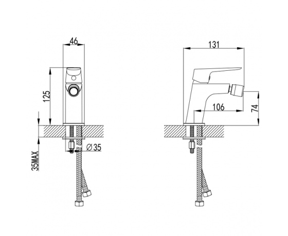 Фото 6 - Смеситель LUGANO Ø26 для биде на шпильке CORSO 9620500 (CH-1F147C)