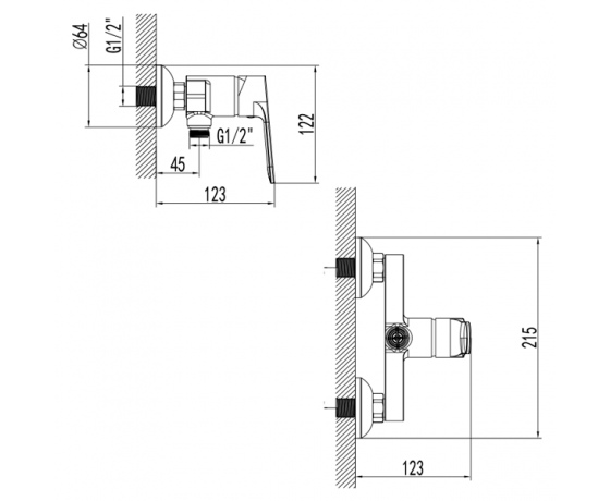 Фото 7 - Смеситель MARMORE Ø35 для душа CORSO 9623300 (DB-1D138C)