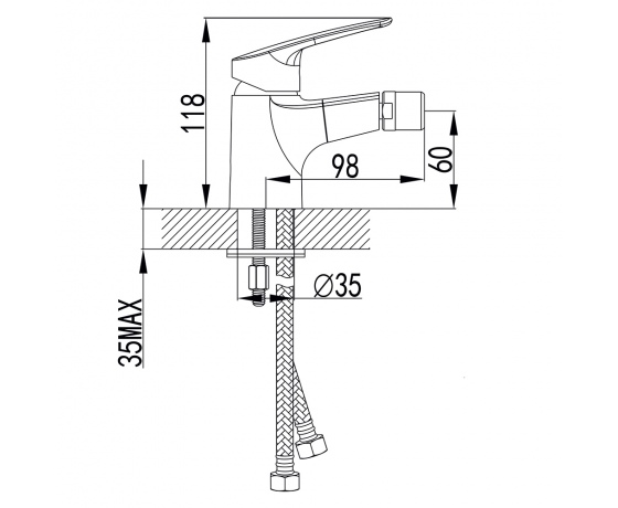 Фото 6 - Смеситель SERIO Ø35 для биде на шпильке CORSO 9626500 (DC-1F146C)