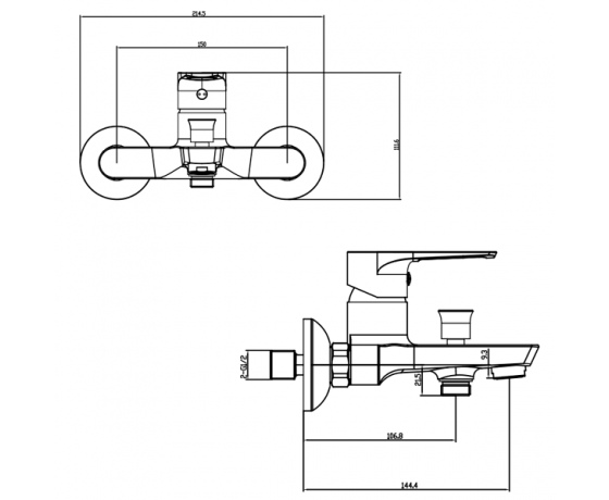 Фото 9 - Смеситель LIRI Ø35 для ванны литой CORSO DF-1C140C (9632200)