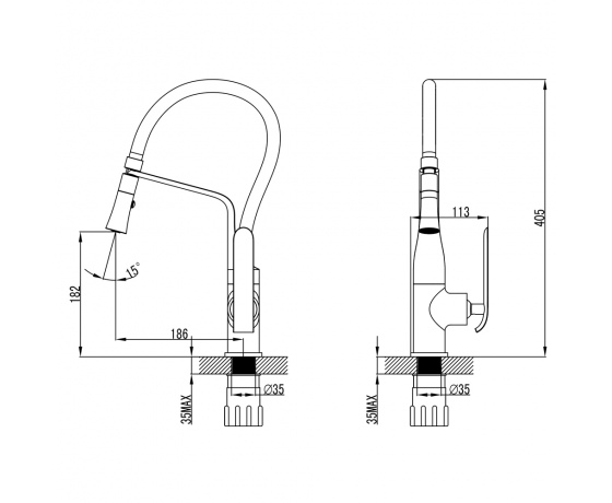Фото 7 - Смеситель ADDA Ø35 для кухни излив силиконовый синий на гайке CORSO 9635100 (EB-4B519C)