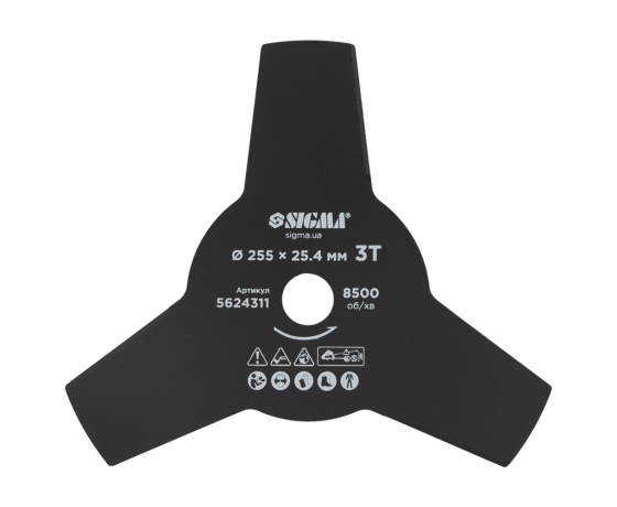 Фото 2 - Нож для триммера Ø255×25.4мм 3Т SIGMA (5624311)