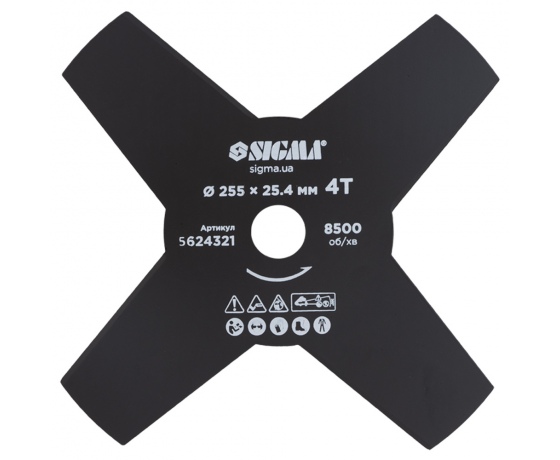 Фото 2 - Нож для триммера Ø255×25.4мм 4Т SIGMA (5624321)
