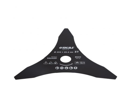 Фото 4 - Нож для триммера Ø255×25.4мм 3Т остроконечный SIGMA (5624351)