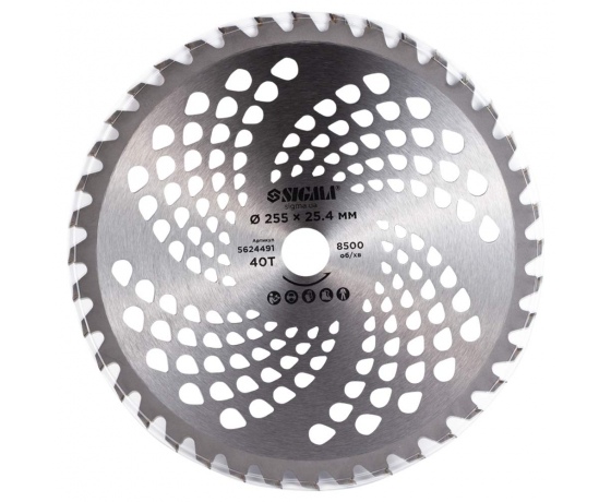 Фото 4 - Диск для триммера с твердосплавными напайками Ø255×25.4мм 40Т SIGMA (5624491)
