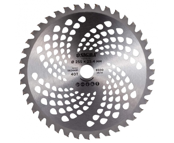 Фото 2 - Диск для триммера с твердосплавными напайками Ø255×25.4мм 40Т SIGMA (5624491)