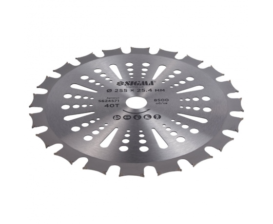 Фото 5 - Диск для триммера с твердосплавными напайками Ø255×25.4мм 40Т двусторонний SIGMA (5624571)