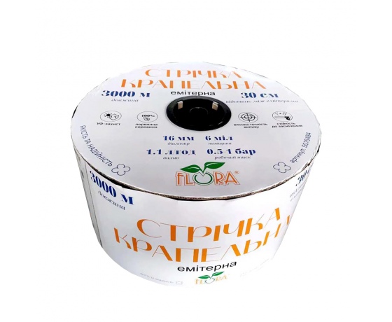 Фото 2 - Лента капельная с плоским эмиттером Ø16мм 20см 6мил 1.38л 3000м FLORA (5076624)