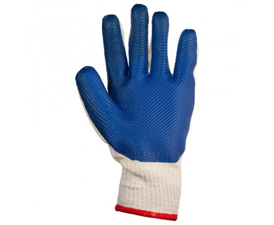 Фото 4 - Перчатки трикотажные стекольщика с двойным латексным покрытием усиленные р10 (синие манжет) SIGMA (9445331)