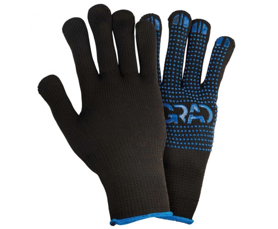 Фото 2 - Перчатки трикотажные с точечным ПВХ покрытием утепленные р10 (черные) КРАТНО 12 парам GRAD (9442345)