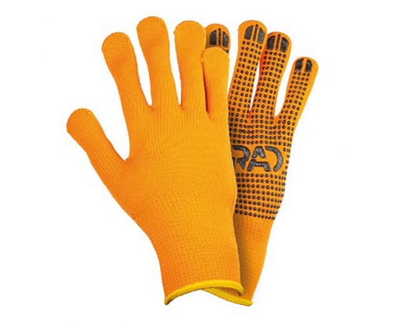 Фото 2 - Перчатки трикотажные с точечным ПВХ покрытием утепленные р10 (оранжевые) КРАТНО 12 парам GRAD (9442375)