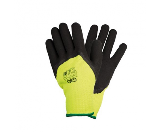 Фото 2 - Перчатки трикотажные с частичным латексным покрытием утепленные р10 (неоновый манжет) КРАТНО 12 парам GRAD (9445685)