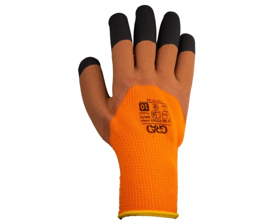 Фото 4 - Перчатки трикотажные с частичным латексным вспененным покрытием утепленные р10 (коричневый манжет) КРАТНО 12 парам GRAD (9445715)