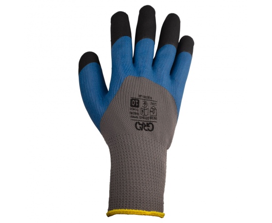 Фото 3 - Перчатки трикотажные с частичным латексным вспененным покрытием утепленные р10 (синие манжет) КРАТНО 12 парам GRAD (9445745)