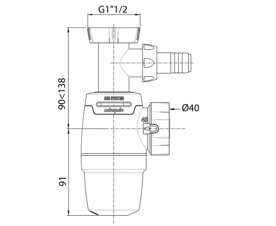 Фото 3 - Сифон для кухонной мойки Neo Air 1½