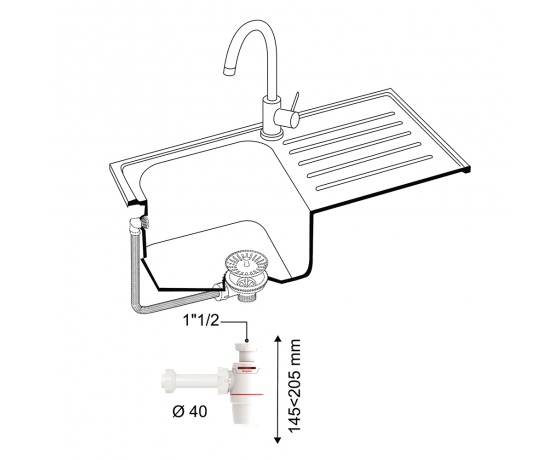 Фото 3 - Сифон для кухонной мойки Neo Air 1½