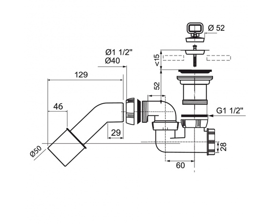 Фото 3 - Сифон для душевого поддона Ø50мм с адаптером Ø40/50мм WIRQUIN (9544920)