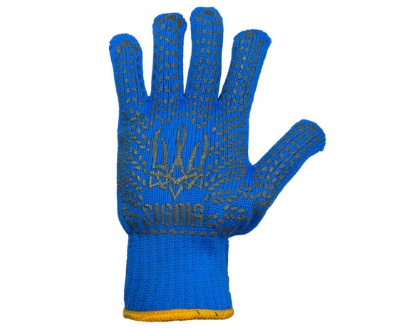 Фото 5 - Перчатки трикотажные с точечным ПВХ покрытием р10 Тризуб КРАТНО 12 парам (синие) SIGMA (9442621)