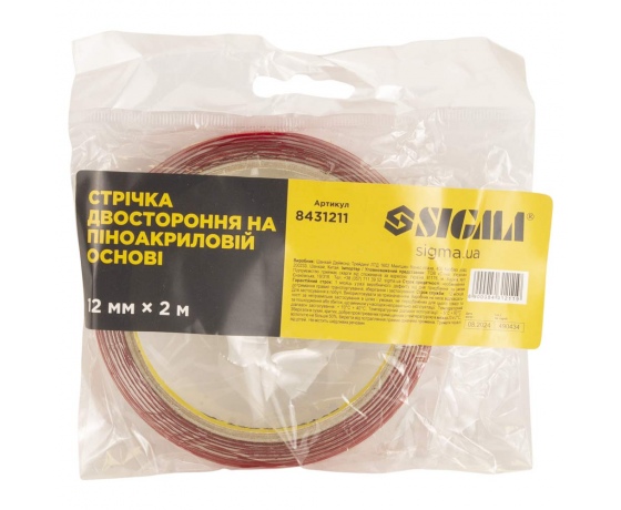 Фото 4 - Лента двухсторонняя на пеноакриловой основе 12мм×2м SIGMA (8431211)