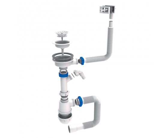 Фото 2 - Cифон для кухонной мойки с пластиковым выпуском 3½