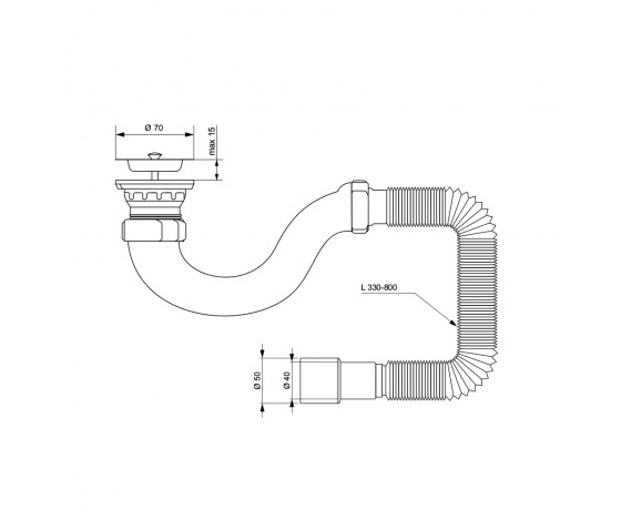 Фото 3 - Сифон для душевого поддона прямоточный с гибким отводом Ø40/50мм TAU (9844820)