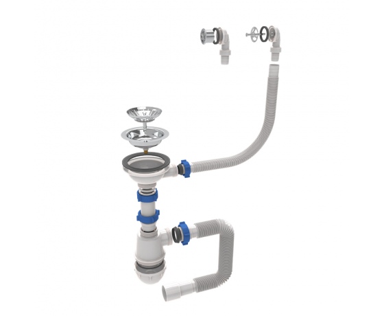 Фото 2 - Сифон для кухонной мойки с нержавеющим выпуском 3½