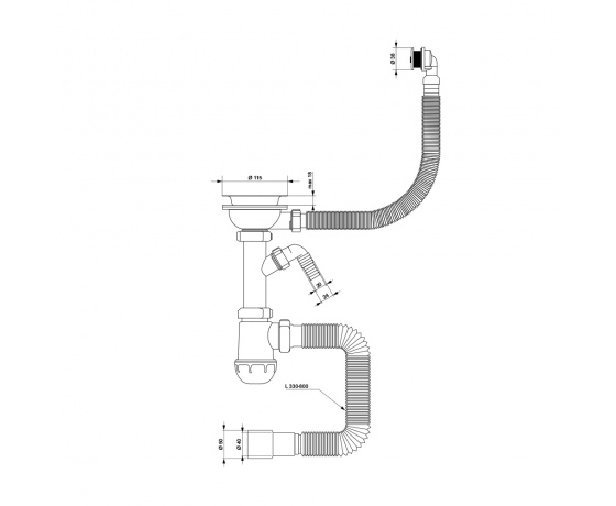 Фото 3 - Сифон для кухонной мойки с пластиковым выпуском 3½
