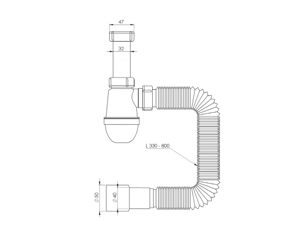Фото 3 - Сифон для раковины без выпуска с гибким отводом 1¼