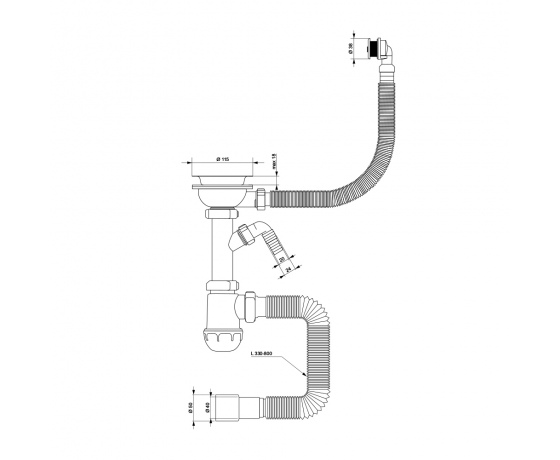 Фото 3 - Сифон для кухонной мойки с пластиковым выпуском 3½