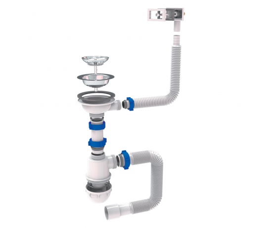 Фото 2 - Сифон для кухонной мойки с нержавеющим выпуском 3½