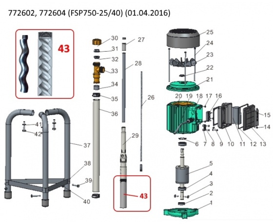 Фото 5 - Насос с гибким валом 40м 0.75кВт Hmax 91м Qmax 30л/мин LEO (772604)