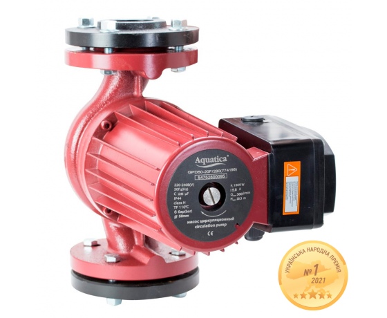 Фото 2 - Насос циркуляционный фланцевый 1.0кВт Hmax 10.3м Qmax 500л/мин DN65 300мм + присоединительный фланец AQUATICA (774159)