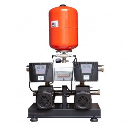 Cтанция повышения давления 2×1.1кВт Hmax 58м Qmax 120л/мин нерж 24л + частотное регулирование LEO 3.0 (2ECHm4-60-2AVF-1.1M-24)