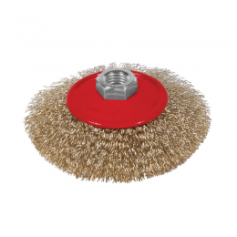 Щетка проволочная конусообразная Ø125мм М14×2мм (латунированная) SIGMA (9016121)