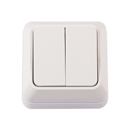 Наружный выключатель двойной Luxel OPERA (2003) белый